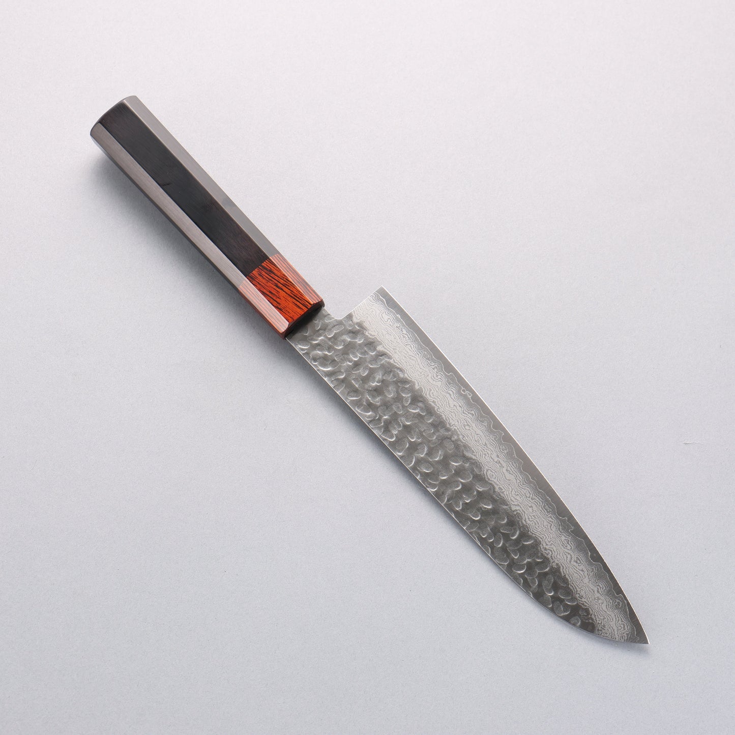 清助 VG10 33層 鎚目 ダマスカス 三徳包丁 180mm 黒合板柄 - 清助刃物