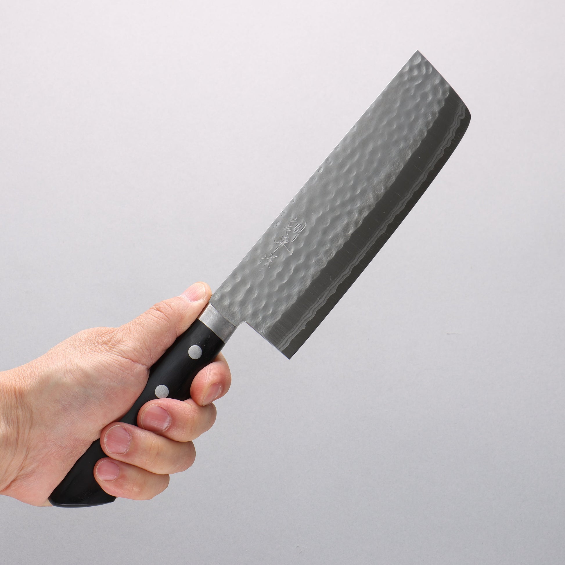 訓平 刻流(こくりゅう) V金10号 ダマスカス 菜切包丁 165mm 黒合板柄 - 清助刃物