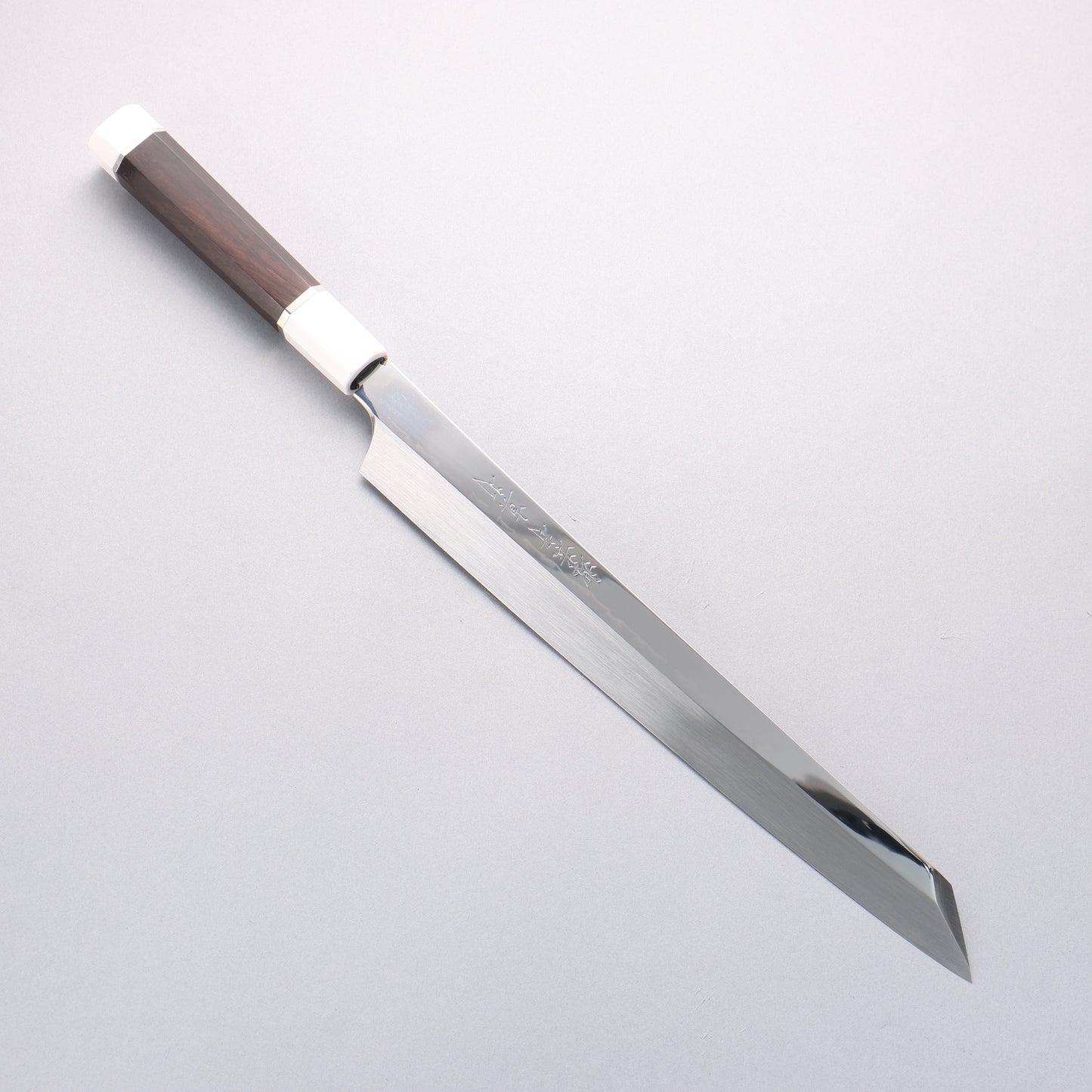 堺 孝行 真打 水本焼 白ニ鋼 鏡面仕上げ 切付柳刃包丁 300mm 鞘付き - 清助刃物