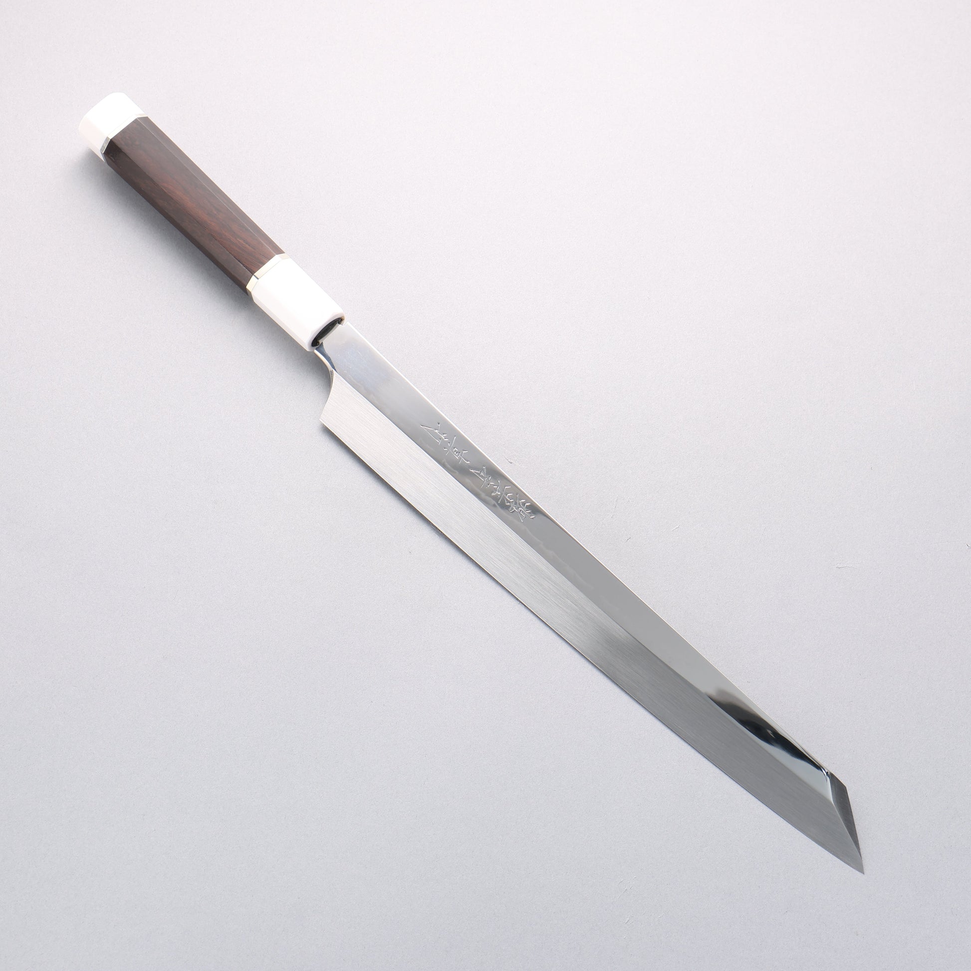 堺 孝行 真打 水本焼 白ニ鋼 鏡面仕上げ 切付柳刃包丁 300mm 鞘付き - 清助刃物