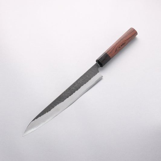 山本 直 青スーパー鋼 黒打 鎚目 ダマスカス 柳刃包丁 240mm 紫檀柄 - 清助刃物