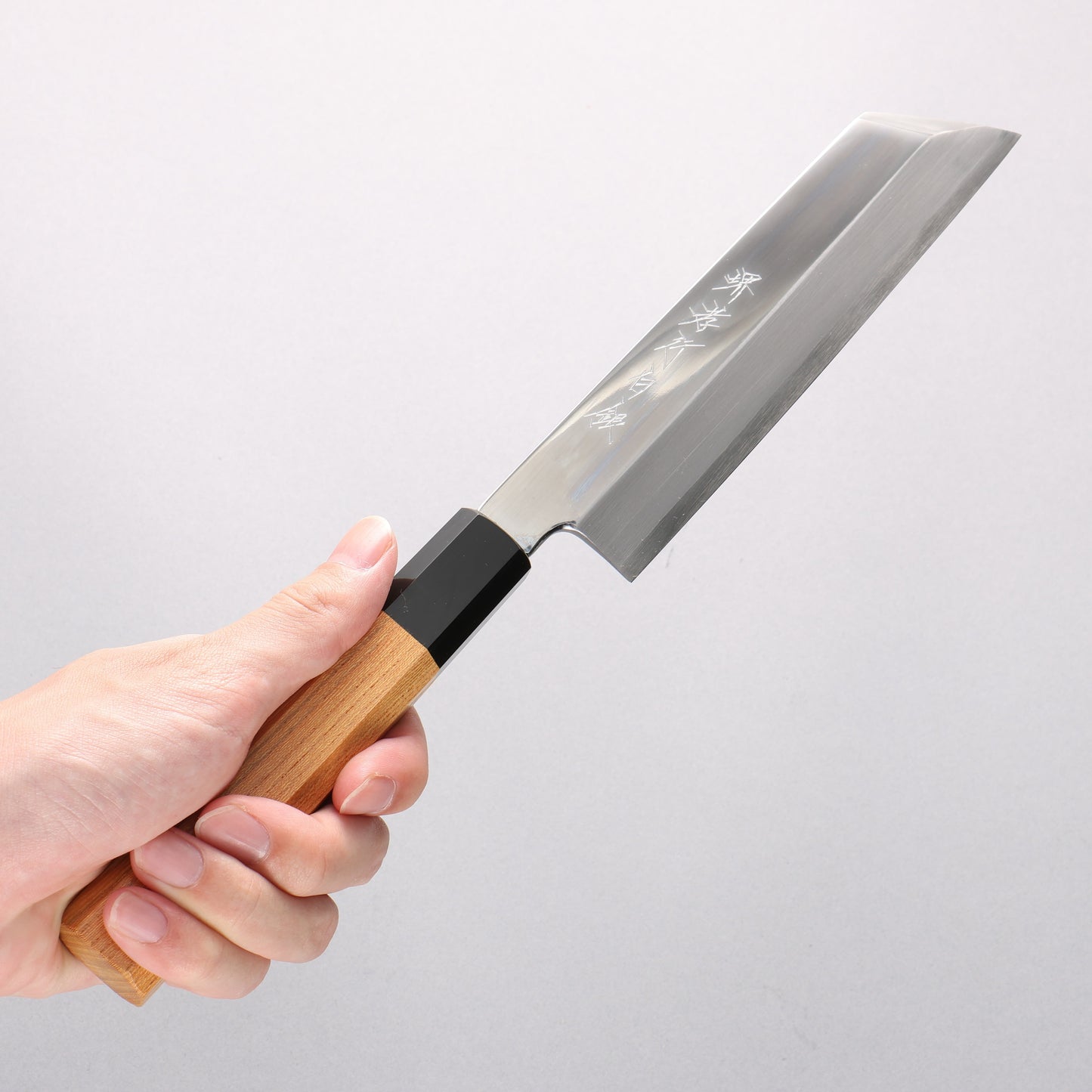 堺 孝行 白銀 INOX 鏡面仕上げ ムキ物包丁 180mm イチイ柄 - 清助刃物