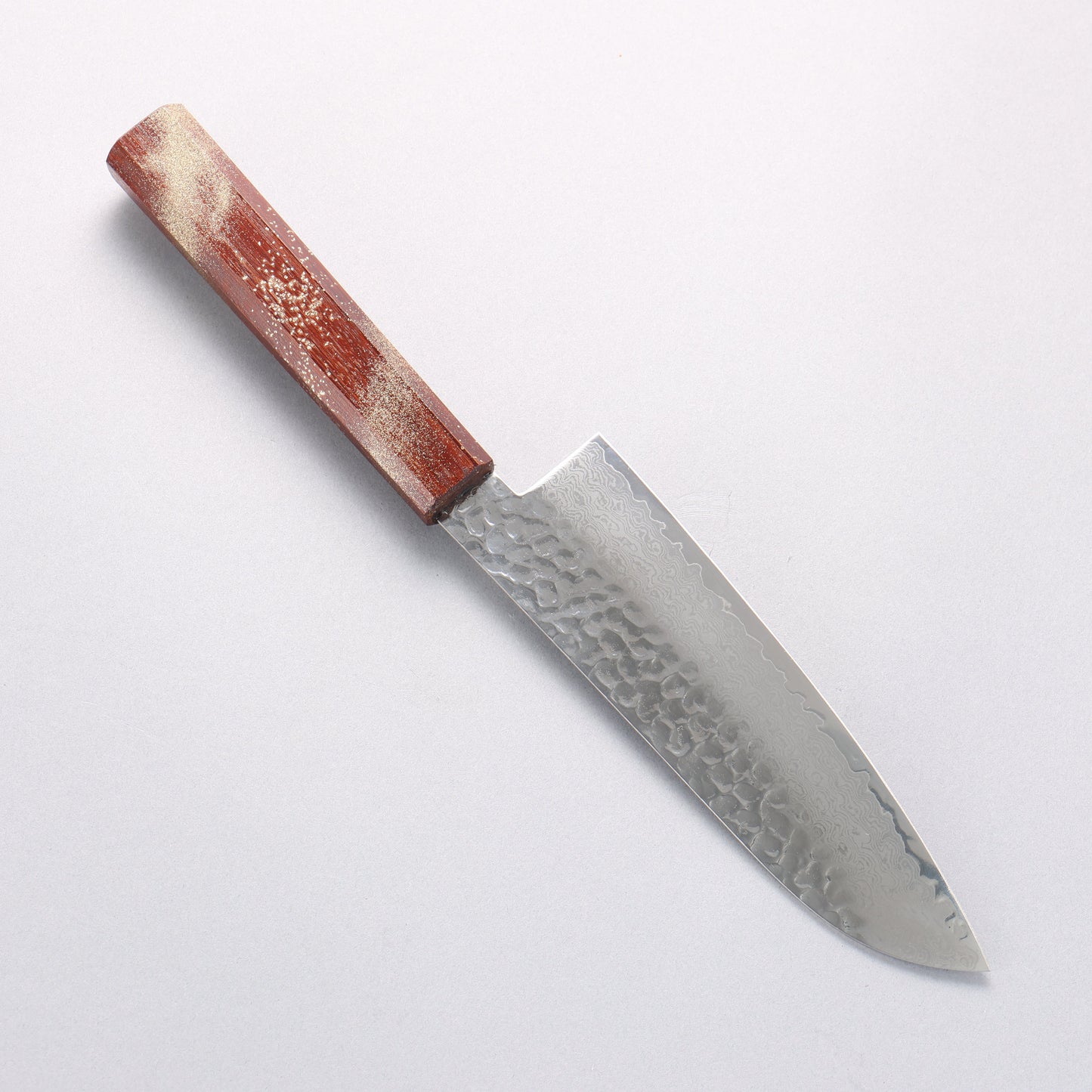 堺 孝行 V金10号 33層ダマスカス 三徳包丁 170mm 樫の木漆塗り(星連)柄 - 清助刃物