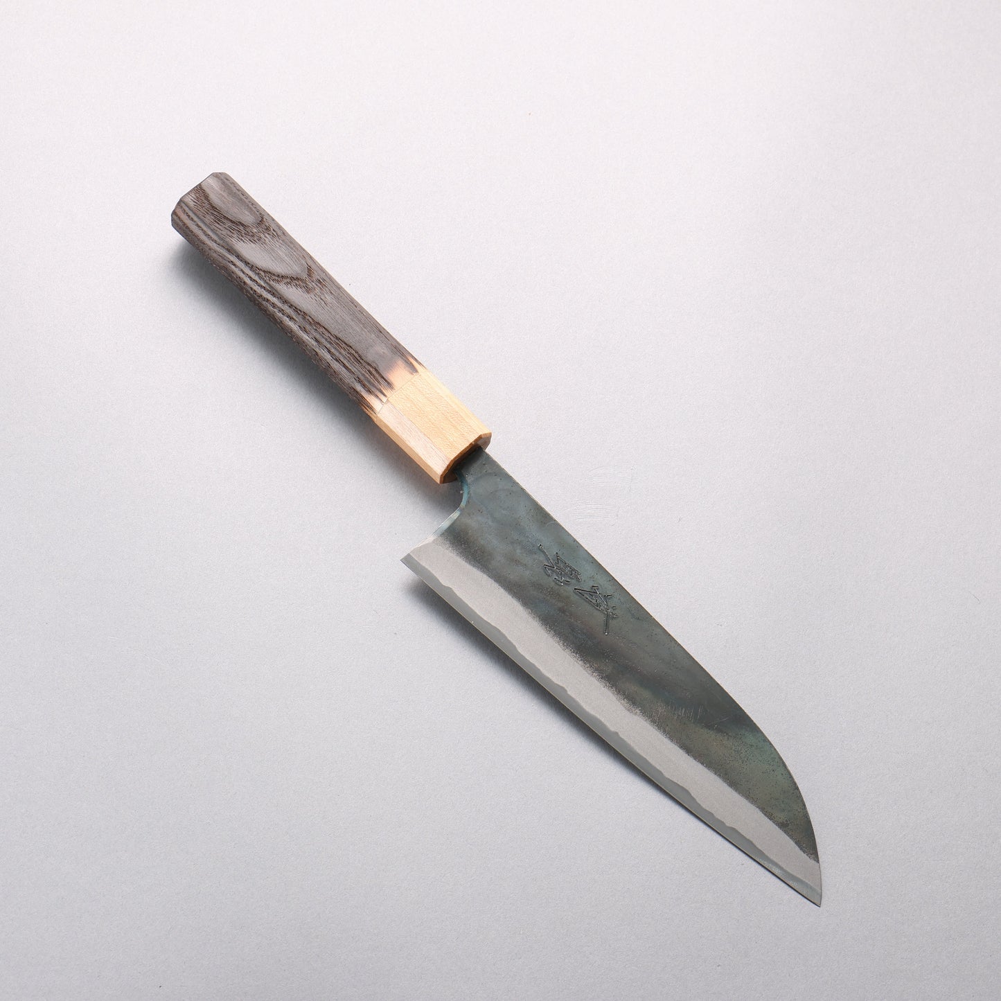 清助 青一鋼 黒仕上げ 三徳包丁 165mm 焼栗 (口輪:サクラ)柄 - 清助刃物