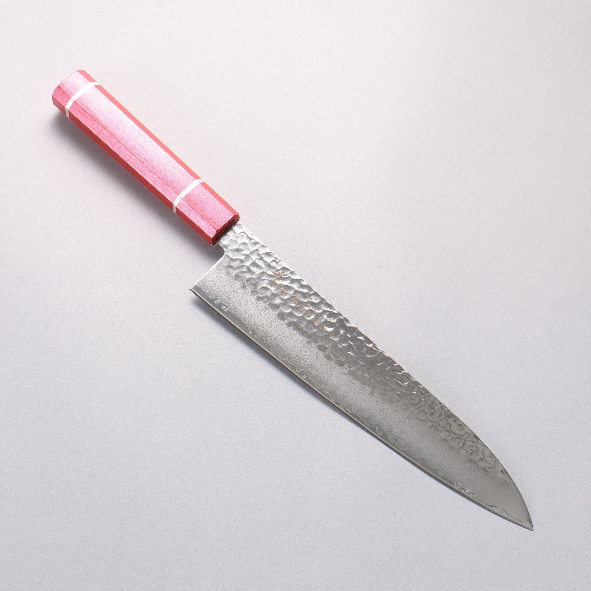 堺 孝行 V金10号 33層ダマスカス 牛刀包丁 240mm 樫の木漆塗り(皇赤)柄 - 清助刃物