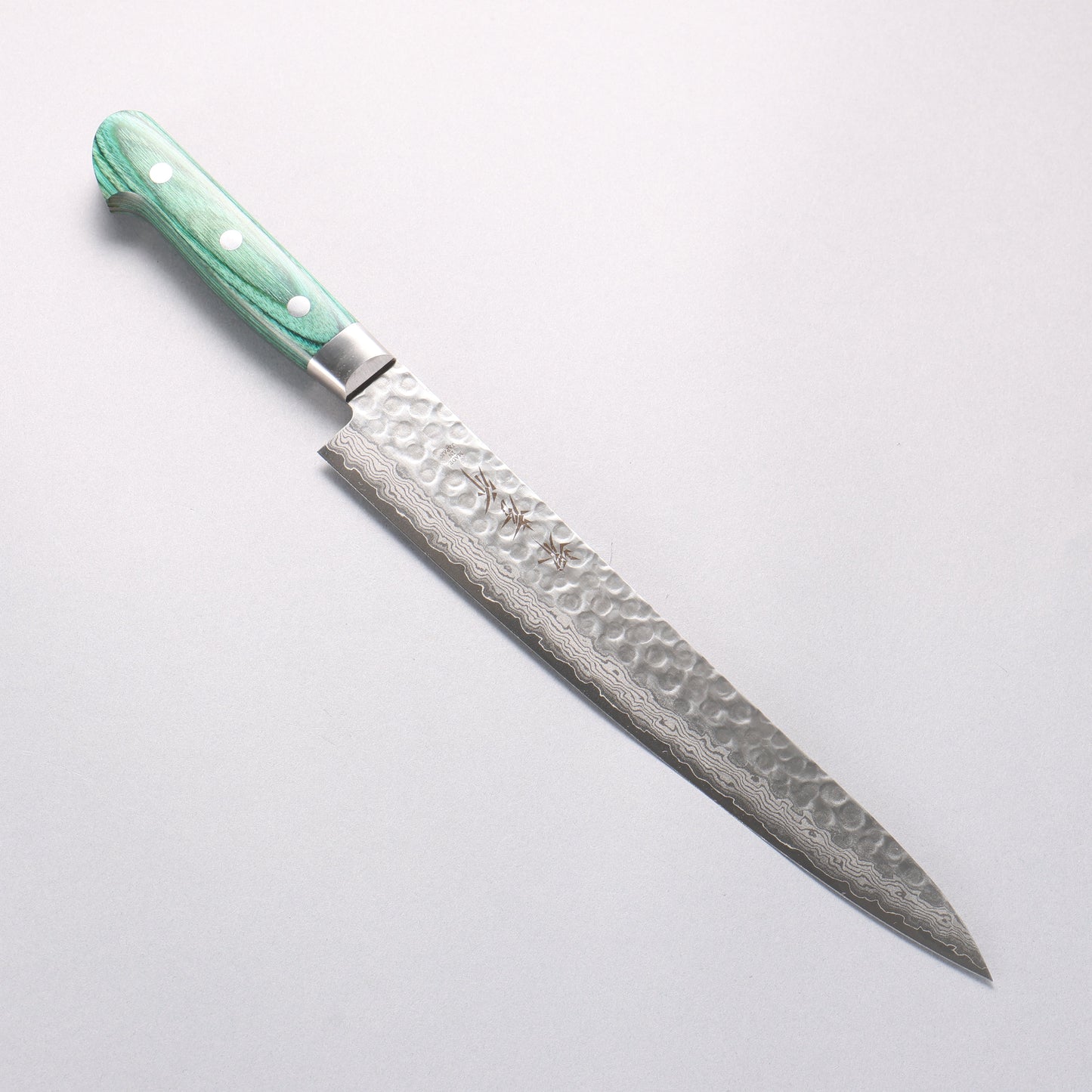 堺 孝行 V金10号 17層ダマスカス 筋引包丁 240mm 緑合板柄 - 清助刃物