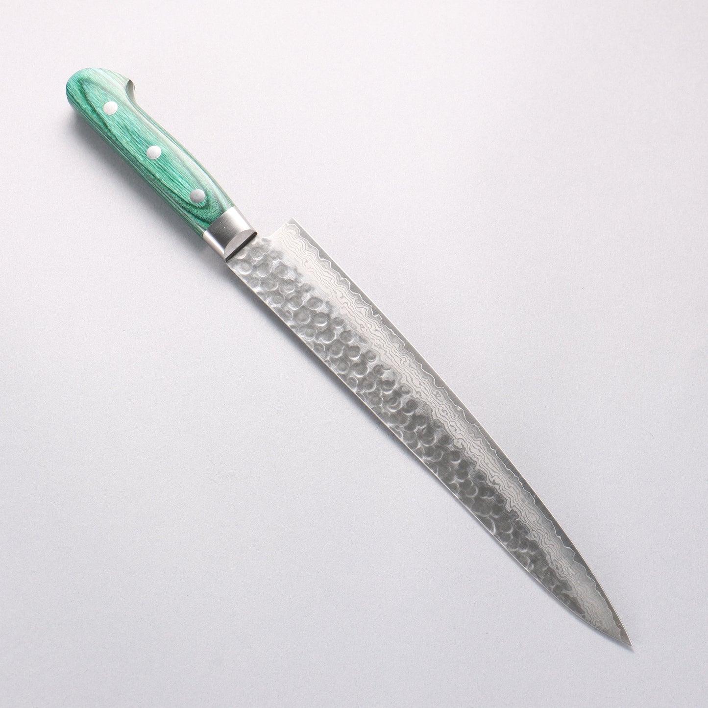 堺 孝行 V金10号 17層ダマスカス 筋引包丁 240mm 緑合板柄 - 清助刃物