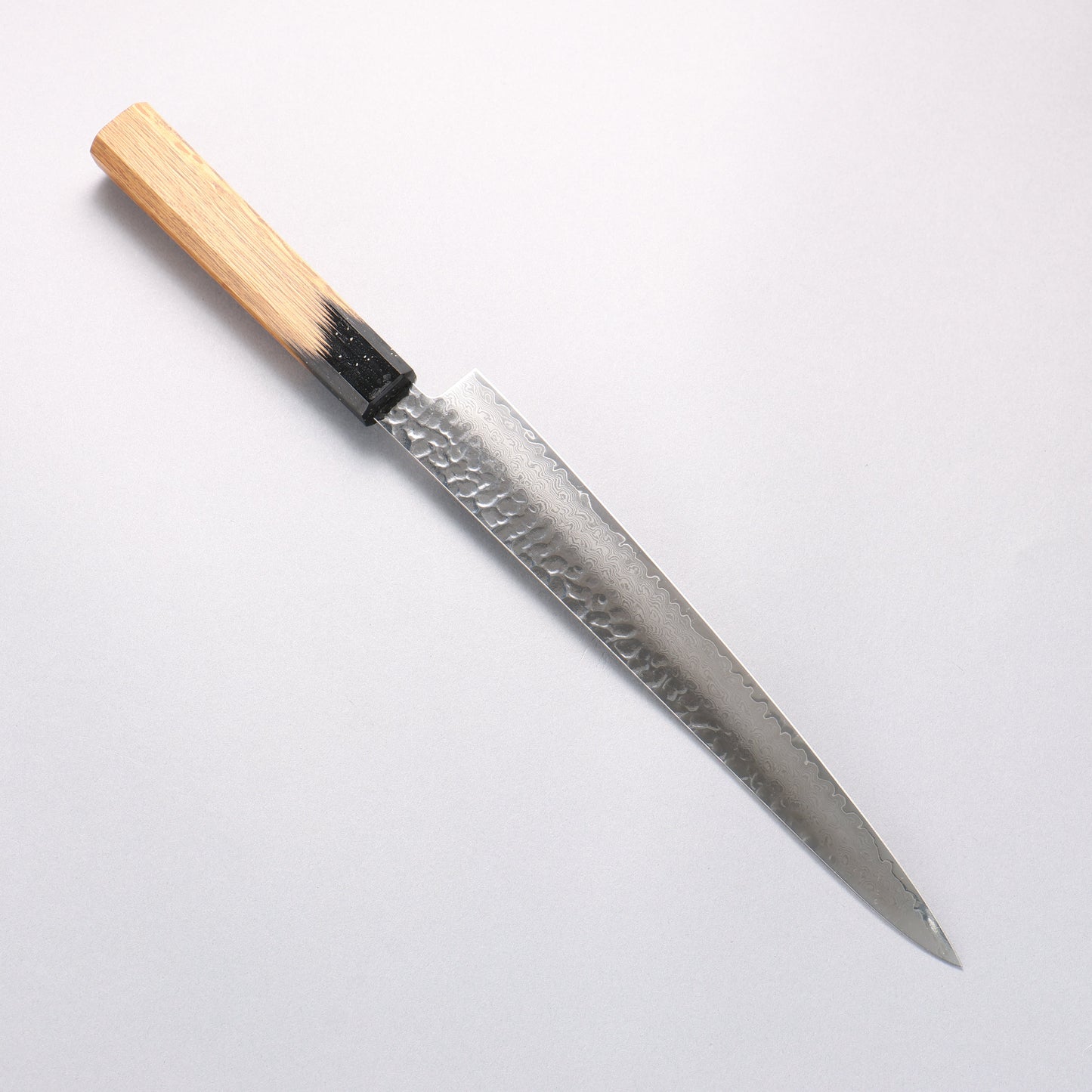 堺 孝行 V金10号 33層ダマスカス 筋引包丁 240mm 樫の木漆塗り(黒伸)柄 - 清助刃物