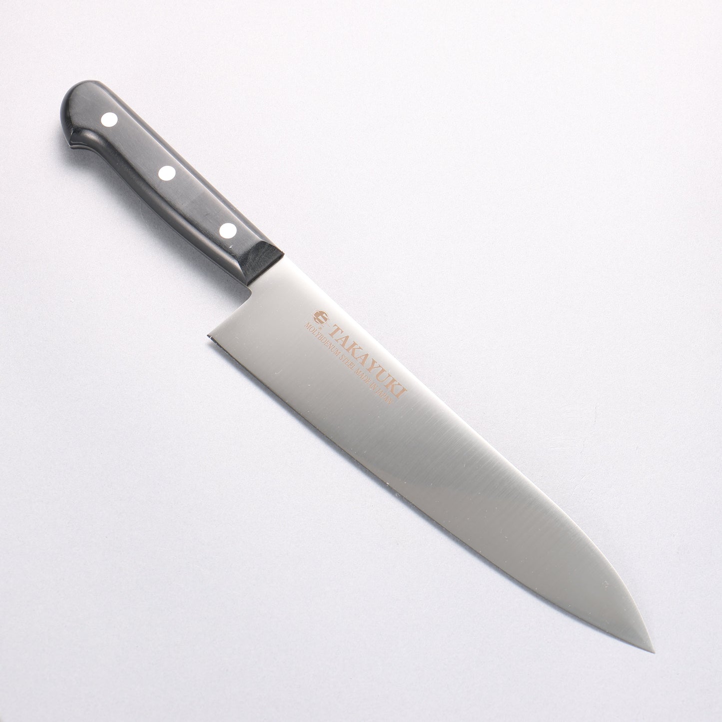 堺 孝行 モリブデン鋼(MOL) 磨き仕上げ 牛刀包丁 210mm 黒プラスチック抗菌柄 - 清助刃物