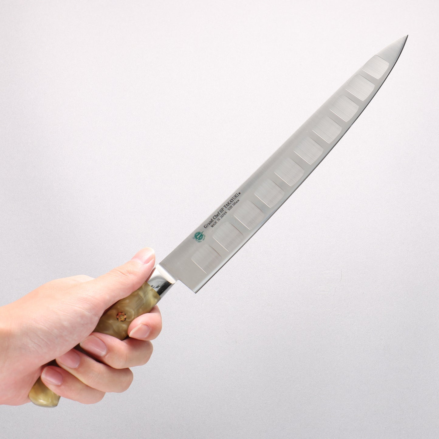 堺 孝行 グランドシェフ SP スウェーデンウッデホルム特殊鋼 筋引サーモン 240mm SP タイプ III (パール)柄 - 清助刃物