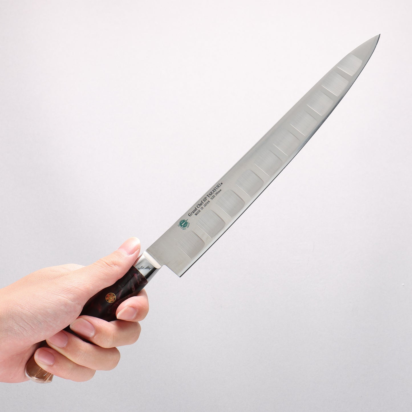 堺 孝行 グランドシェフ SP スウェーデンウッデホルム特殊鋼 筋引サーモン 240mm SP タイプ III (ヴォルケーノ)柄 - 清助刃物