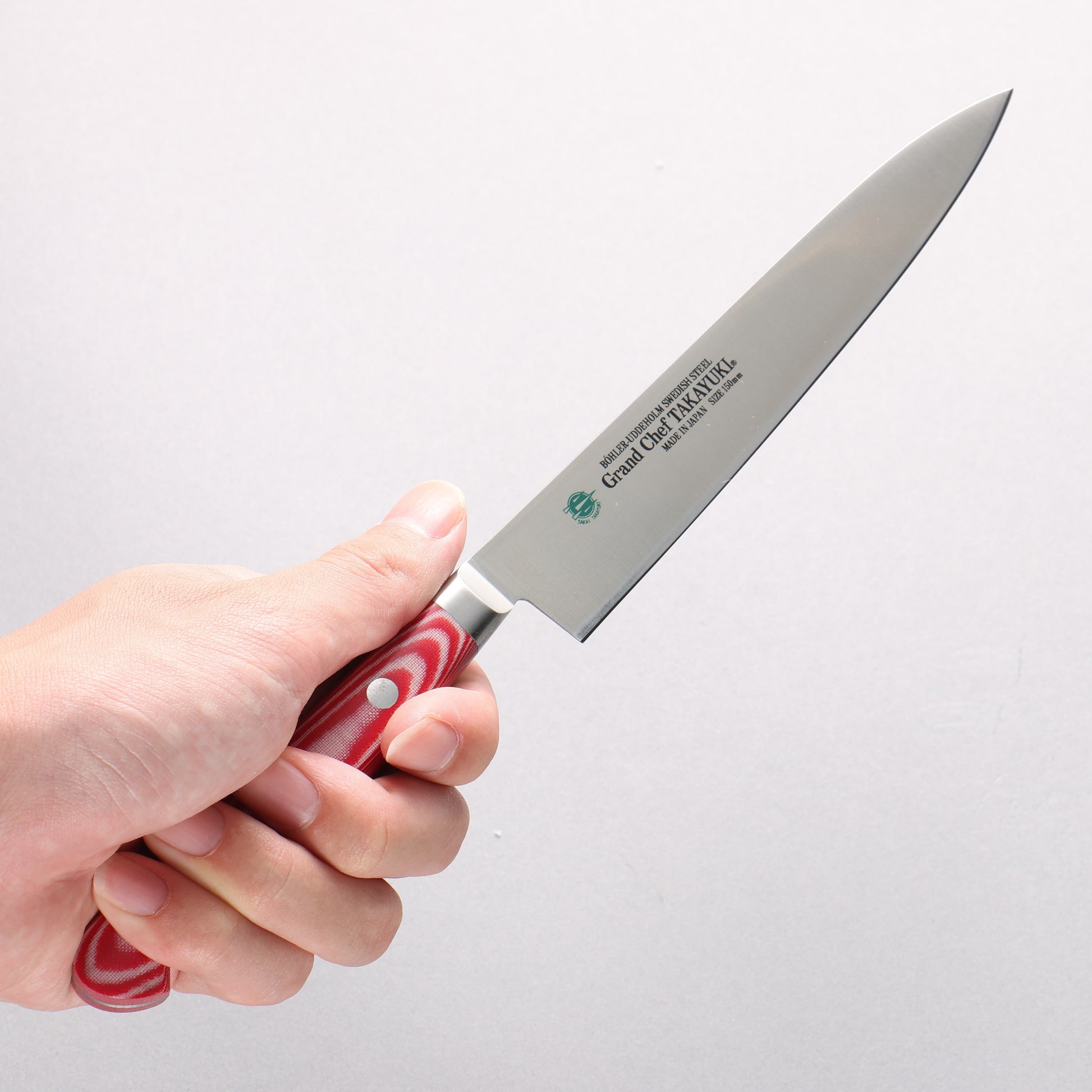 堺 孝行 グランドシェフ グランドシェフ スウェーデン鋼 ペティーナイフ 150mm 赤マイカルタ柄 - 清助刃物