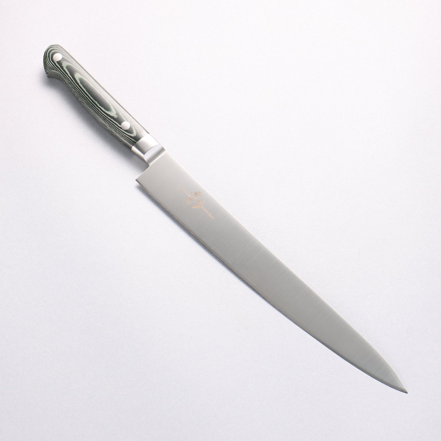 堺 孝行 グランドシェフ グランドシェフ スウェーデン鋼 筋引包丁 240mm 緑マイカルタ柄 - 清助刃物