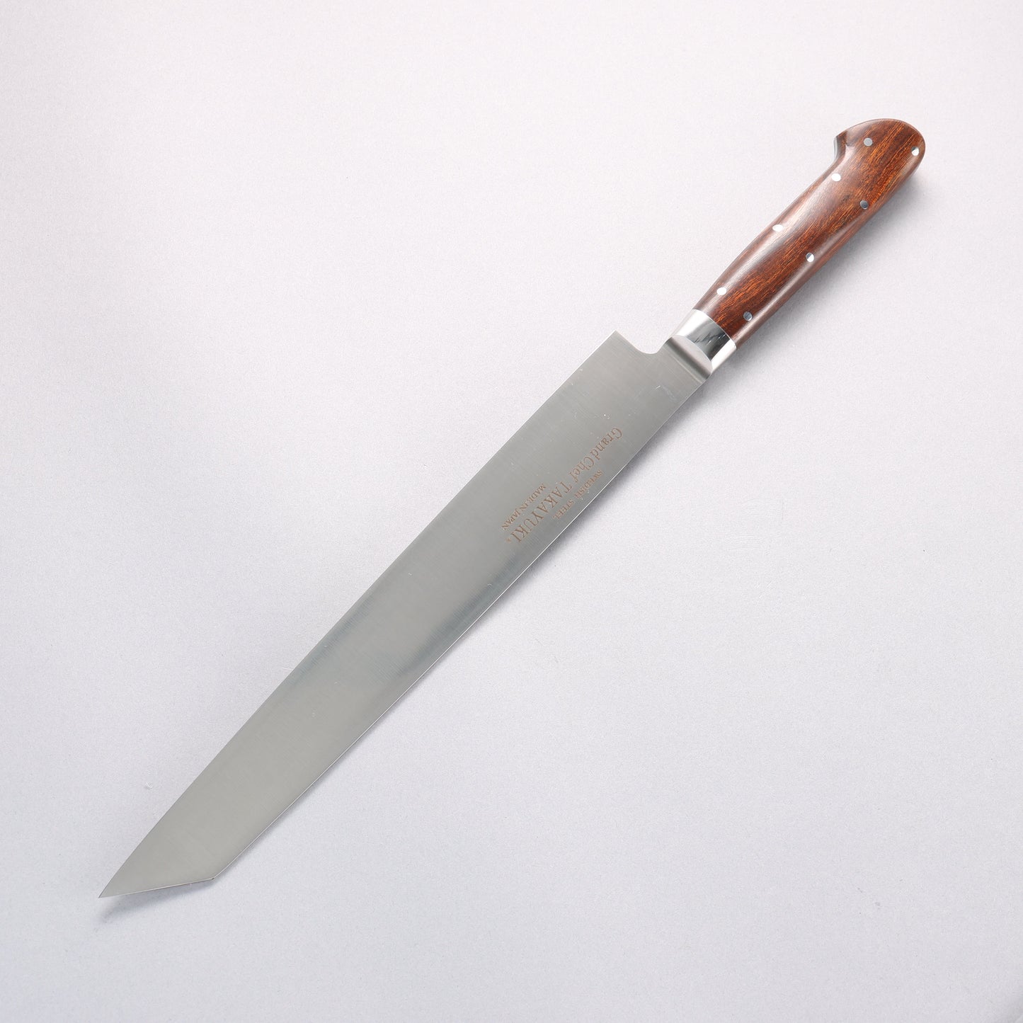 堺 孝行 グランドシェフ 【左利き用】 スウェーデン鋼 切付柳刃包丁 260mm デザートアイアンウッド(杉原モデル)柄 鞘付き - 清助刃物