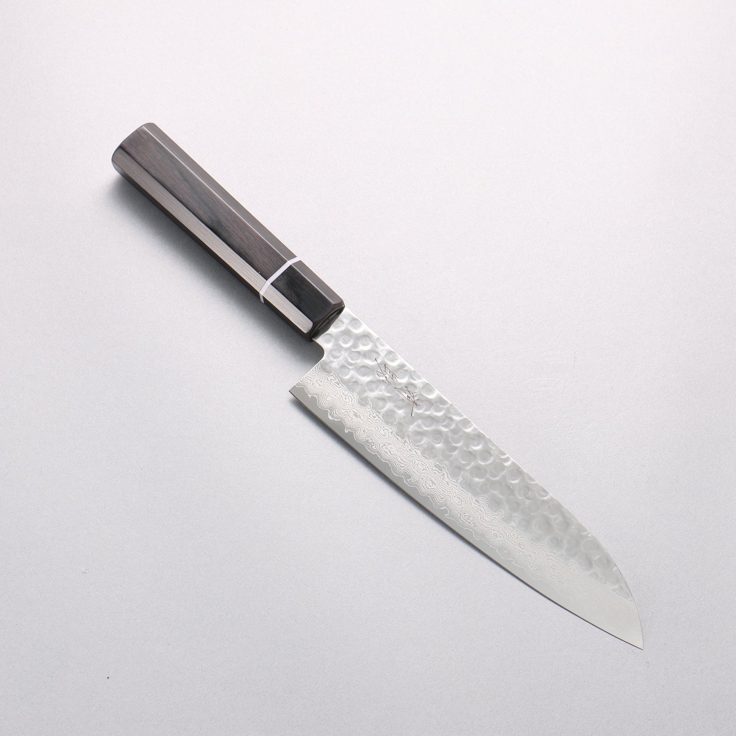 清助 V金10号 鎚目 ダマスカス 三徳包丁 180mm 黒合板柄 - 清助刃物