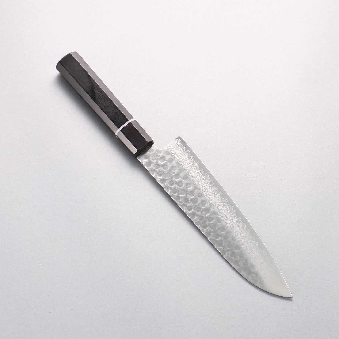 清助 V金10号 鎚目 ダマスカス 三徳包丁 180mm 黒合板柄 - 清助刃物