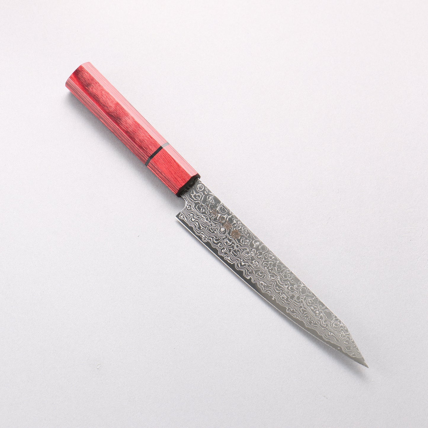 樋口 SG2 ダマスカス 磨き仕上げ 切付ペティナイフ 150mm 赤合板柄 - 清助刃物