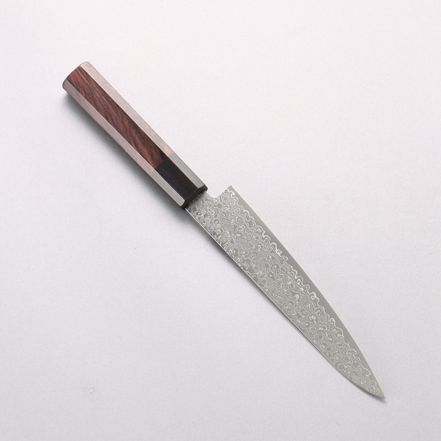 清助 V金10号 ダマスカス 磨き仕上げ ペティーナイフ 150mm 紫檀 (口輪:黒合板)柄 - 清助刃物