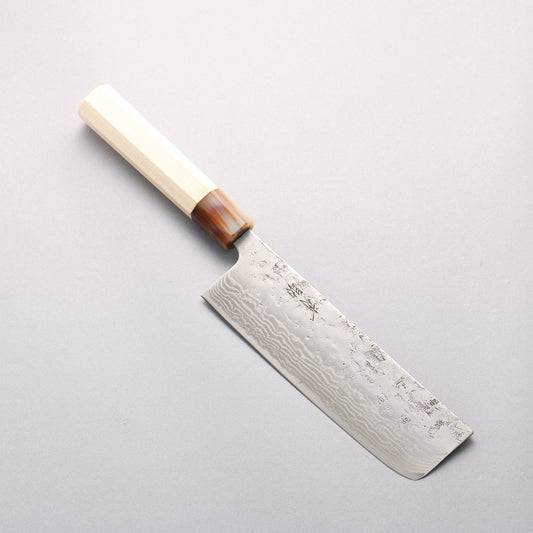 清助 スウェーデン鋼 ダマスカス 和紙地 菜切包丁 165mm 朴柄 - 清助刃物