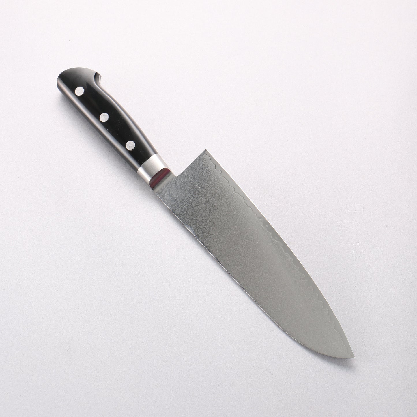 清助 V金10号 33層ダマスカス 三徳包丁 180mm 黒マイカルタ柄