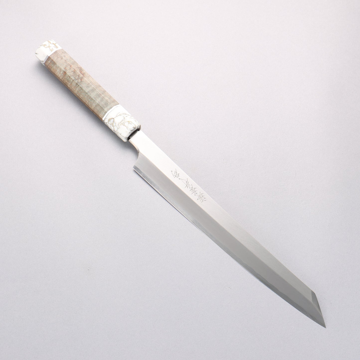 堺 孝行 シェフシリーズ 飛燕 銀三鋼 切付柳刃包丁 270mm スタビライズドウッド (両輪:白)柄 鞘付き - 清助刃物