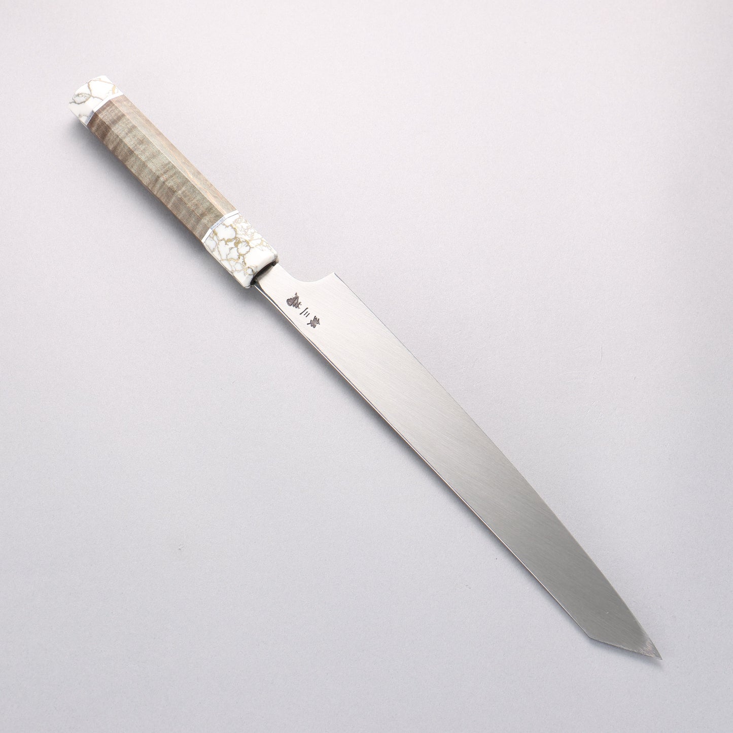 堺 孝行 シェフシリーズ 飛燕 銀三鋼 切付柳刃包丁 270mm スタビライズドウッド (両輪:白)柄 鞘付き - 清助刃物