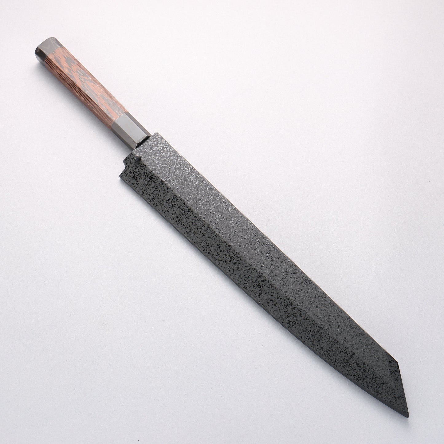 堺 孝行 銀龍 本焼 スウェーデン鋼 鏡面仕上げ 剣型柳刃包丁 300mm ウェンジ(両側水牛リング付き)柄 鞘付き - 清助刃物