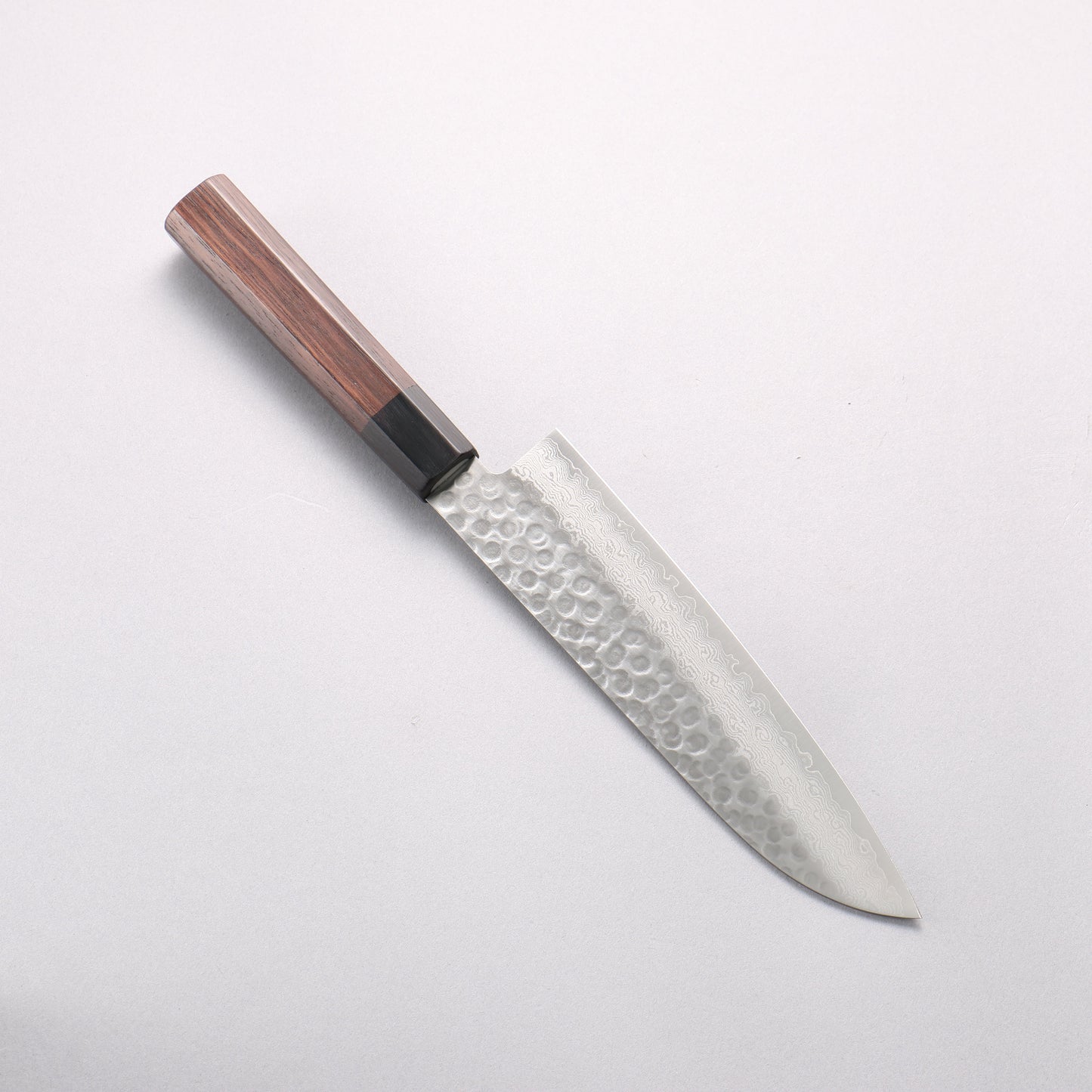 清助 V金10号 鎚目 ダマスカス 三徳包丁 180mm 紫檀 (口輪:黒合板)柄 - 清助刃物