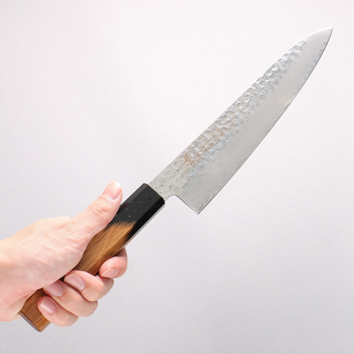 堺 孝行 V金10号 33層ダマスカス 牛刀包丁 210mm 樫の木漆塗り(黒伸)柄