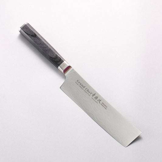 堺 孝行 青海波 Böhler SP スチール 45層ダマスカス 磨き仕上げ 菜切包丁 160mm 黒合板柄 - 清助刃物