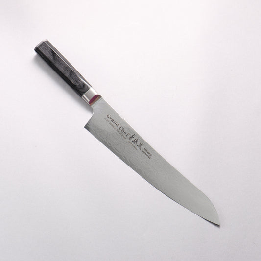 堺 孝行 青海波 Böhler SP スチール 45層ダマスカス 磨き仕上げ 牛刀包丁 240mm 黒合板柄 - 清助刃物