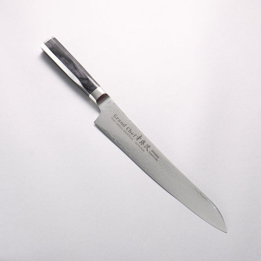 堺 孝行 青海波 Böhler SP スチール 45層ダマスカス 磨き仕上げ 筋引包丁 240mm 黒合板柄 - 清助刃物