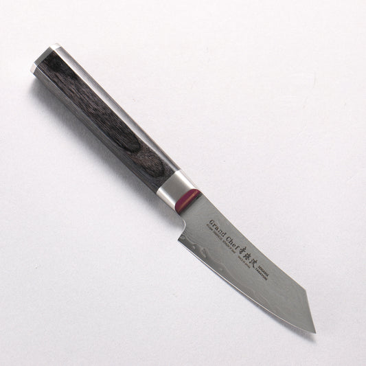 堺 孝行 青海波 Böhler SP スチール 45層ダマスカス 磨き仕上げ 剣型パーリング包丁 80mm 黒合板柄 - 清助刃物