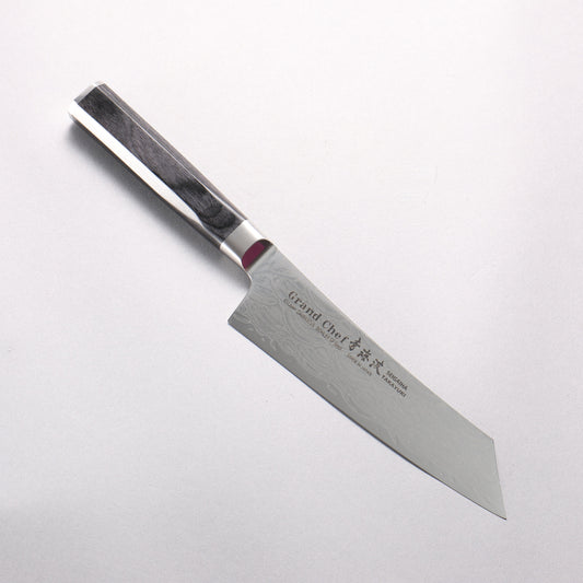 堺 孝行 青海波 Böhler SP スチール 45層ダマスカス 磨き仕上げ 剣型三徳包丁 160mm 黒合板柄 - 清助刃物