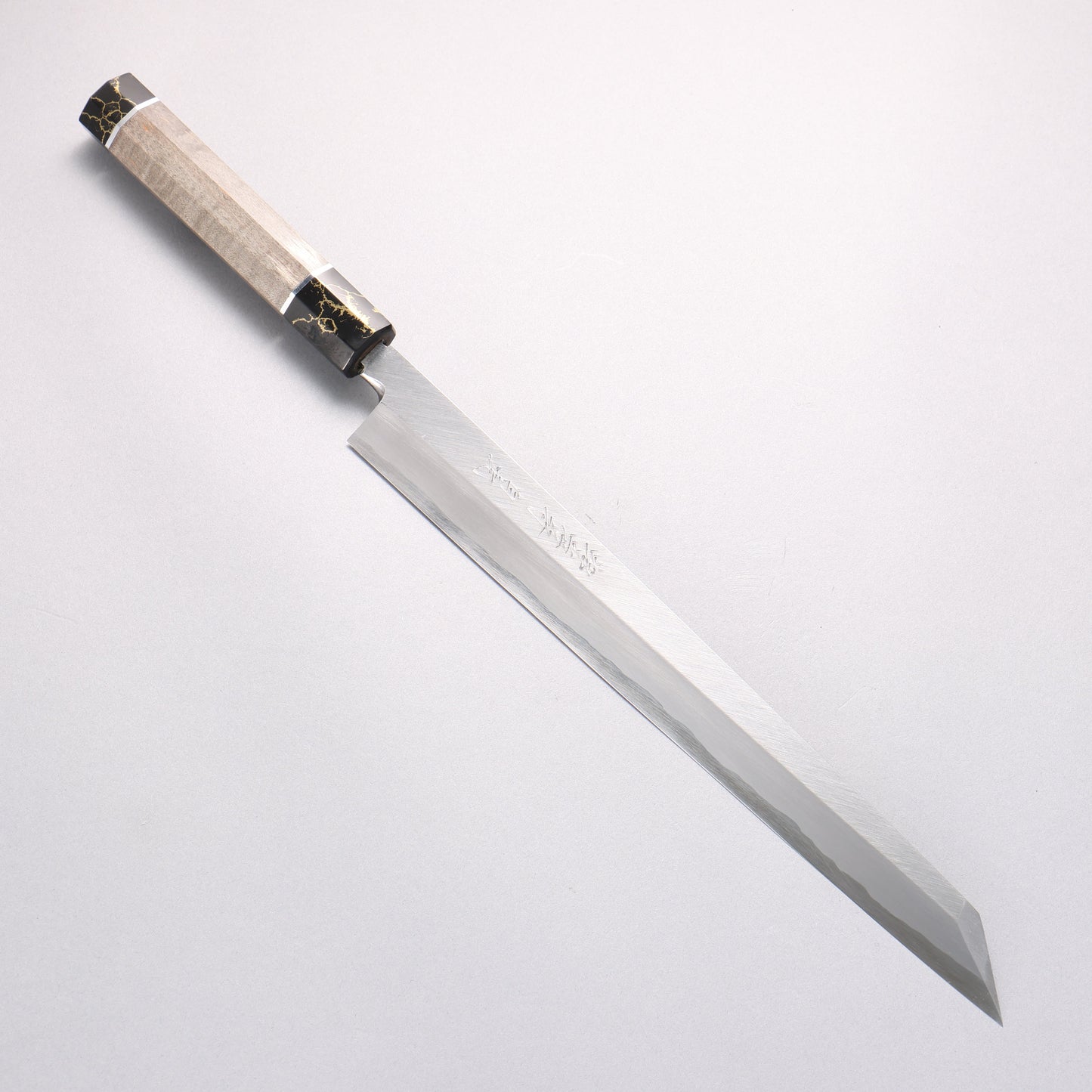 堺 孝行 白虎 白一鋼 切付柳刃包丁 300mm スタビライズドウッド柄 鞘付き