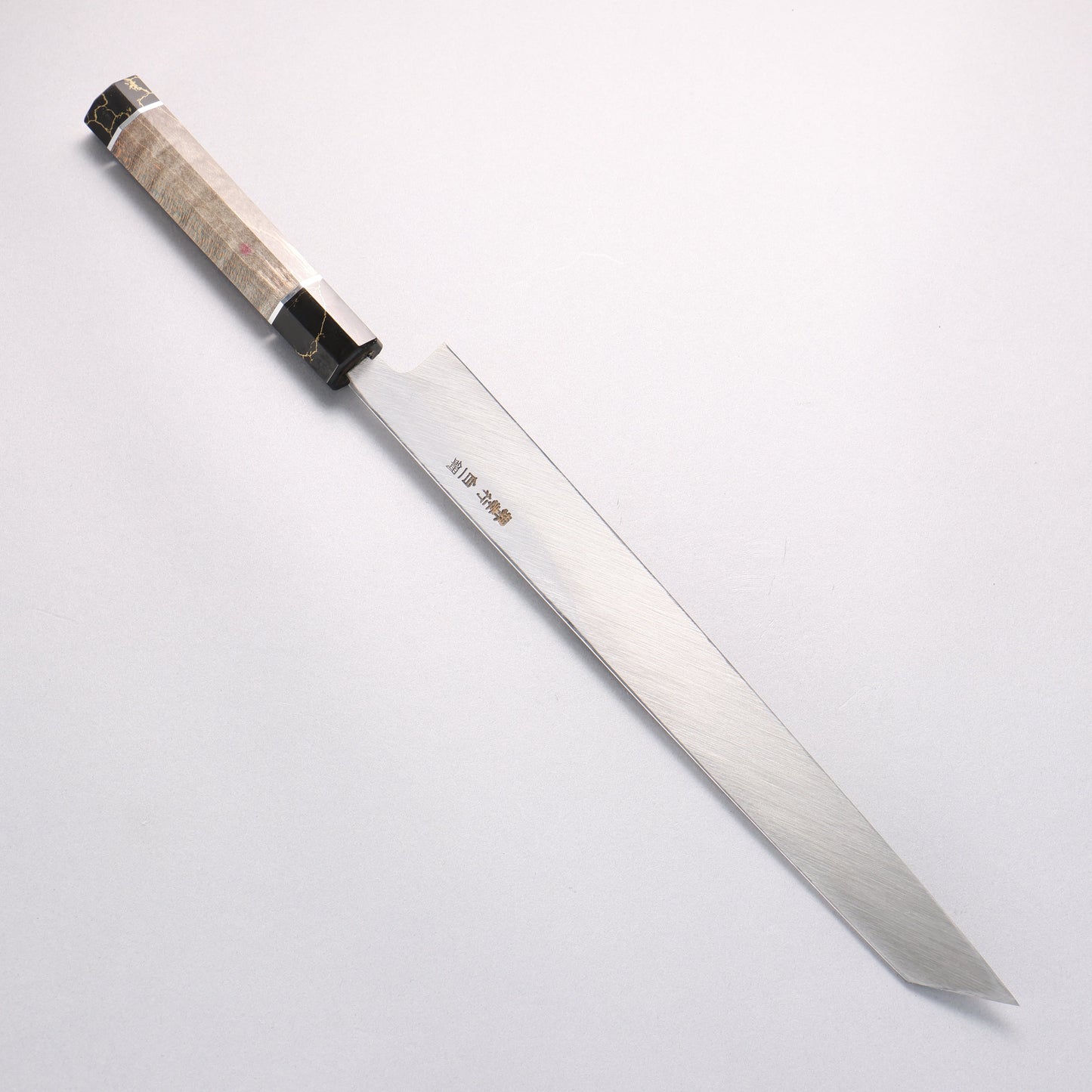 堺 孝行 白虎 白一鋼 切付柳刃包丁 300mm スタビライズドウッド柄 鞘付き
