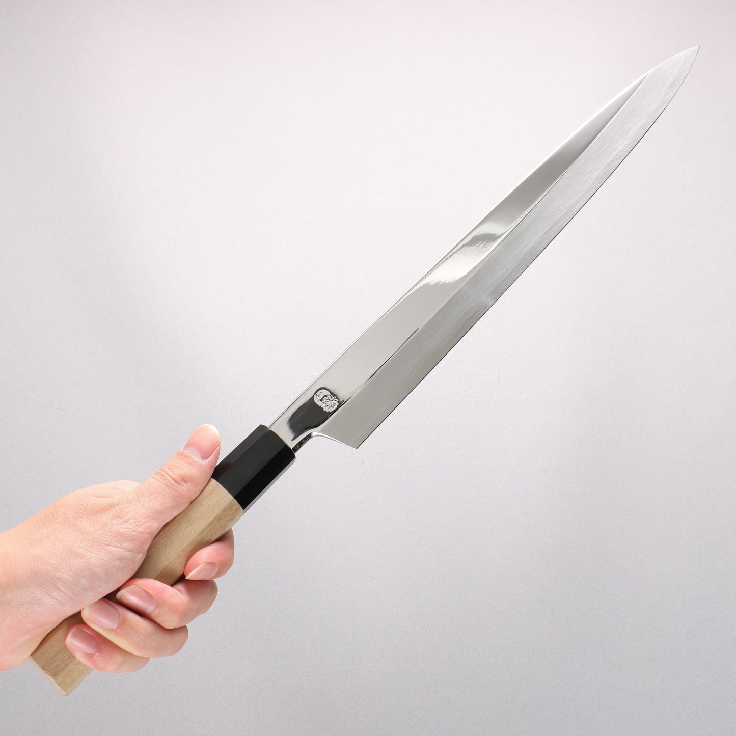 重陽 銀三鋼 鏡面仕上げ 柳刃包丁 300mm 朴柄