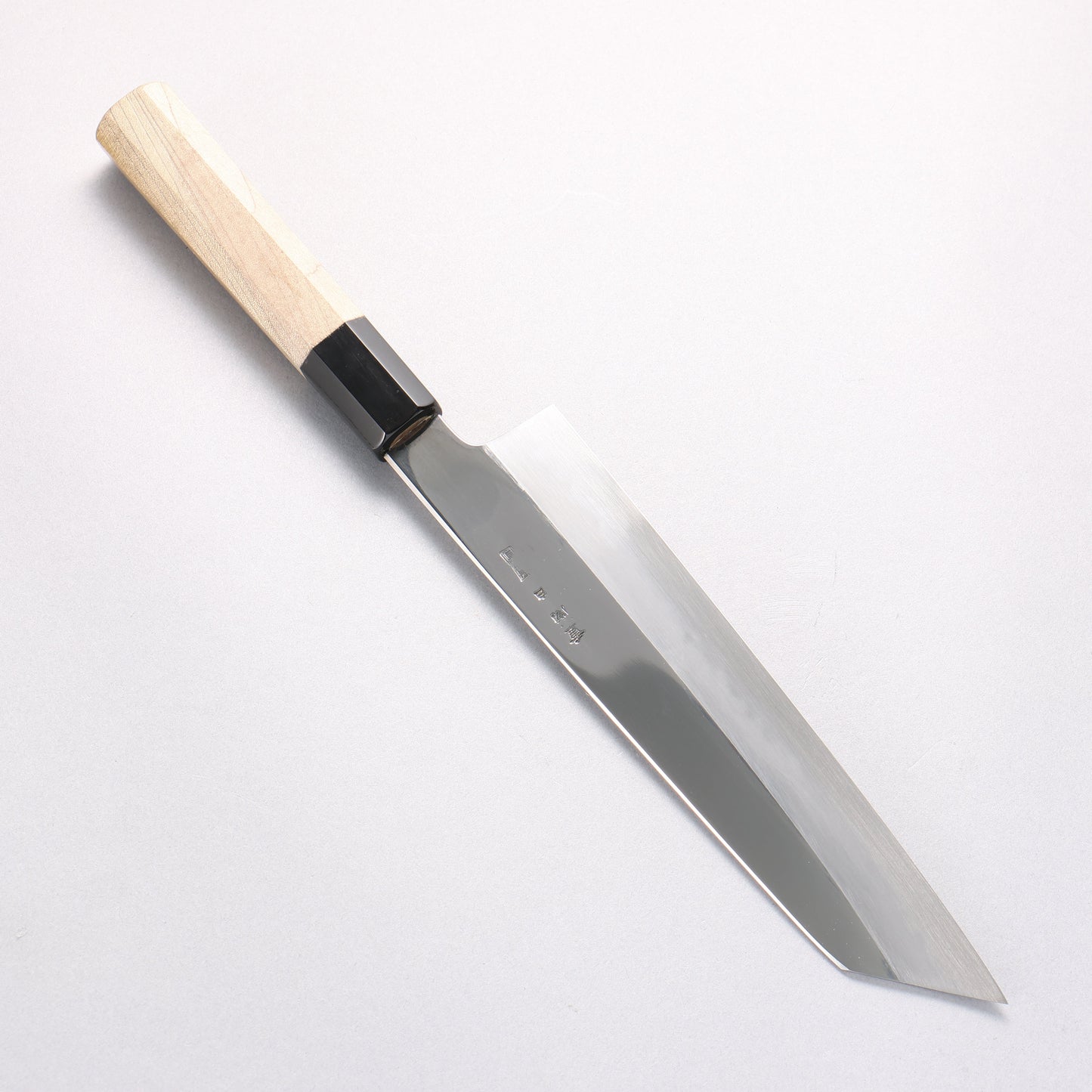 重陽 白鋼 鏡面仕上げ 切付牛刀包丁  210mm 朴柄