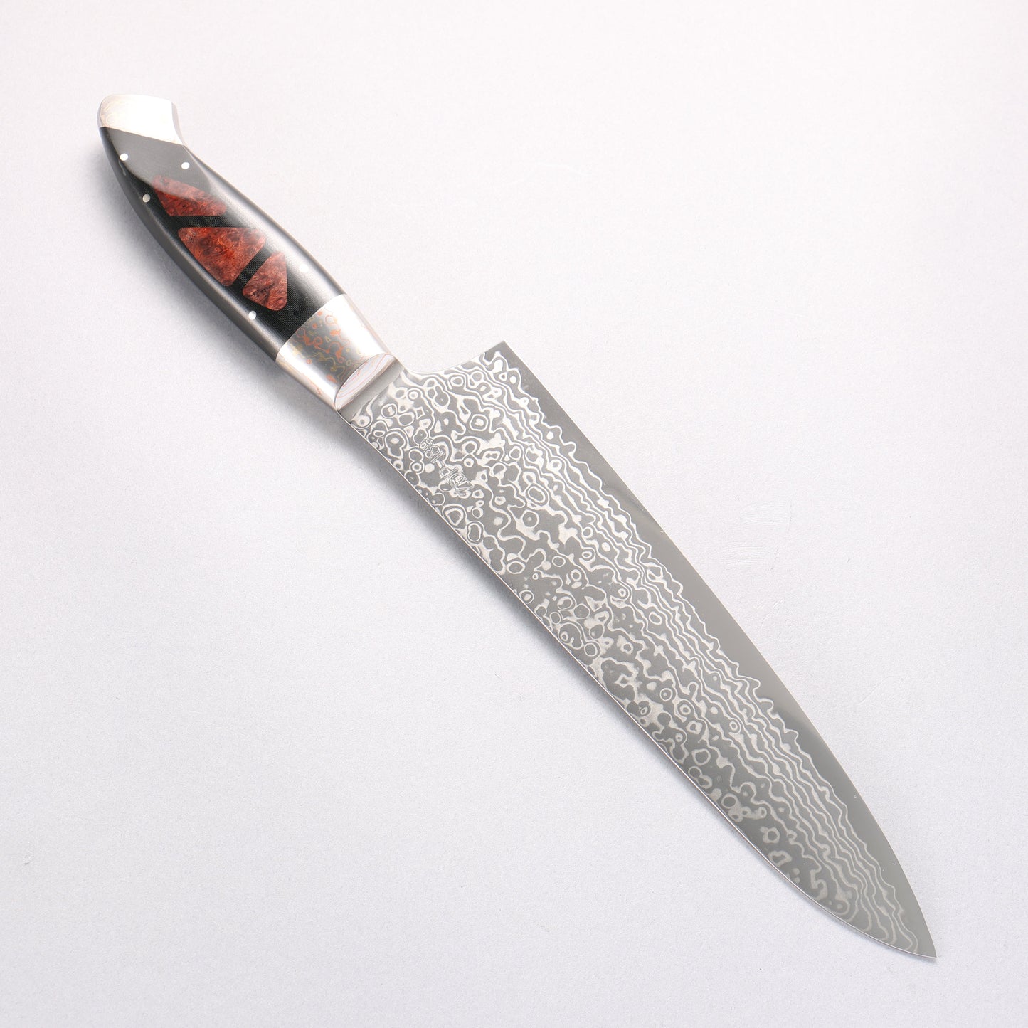 佳人 ZDP189 ダマスカス 磨き仕上げ 牛刀包丁 210mm 花林瘤インレイ柄