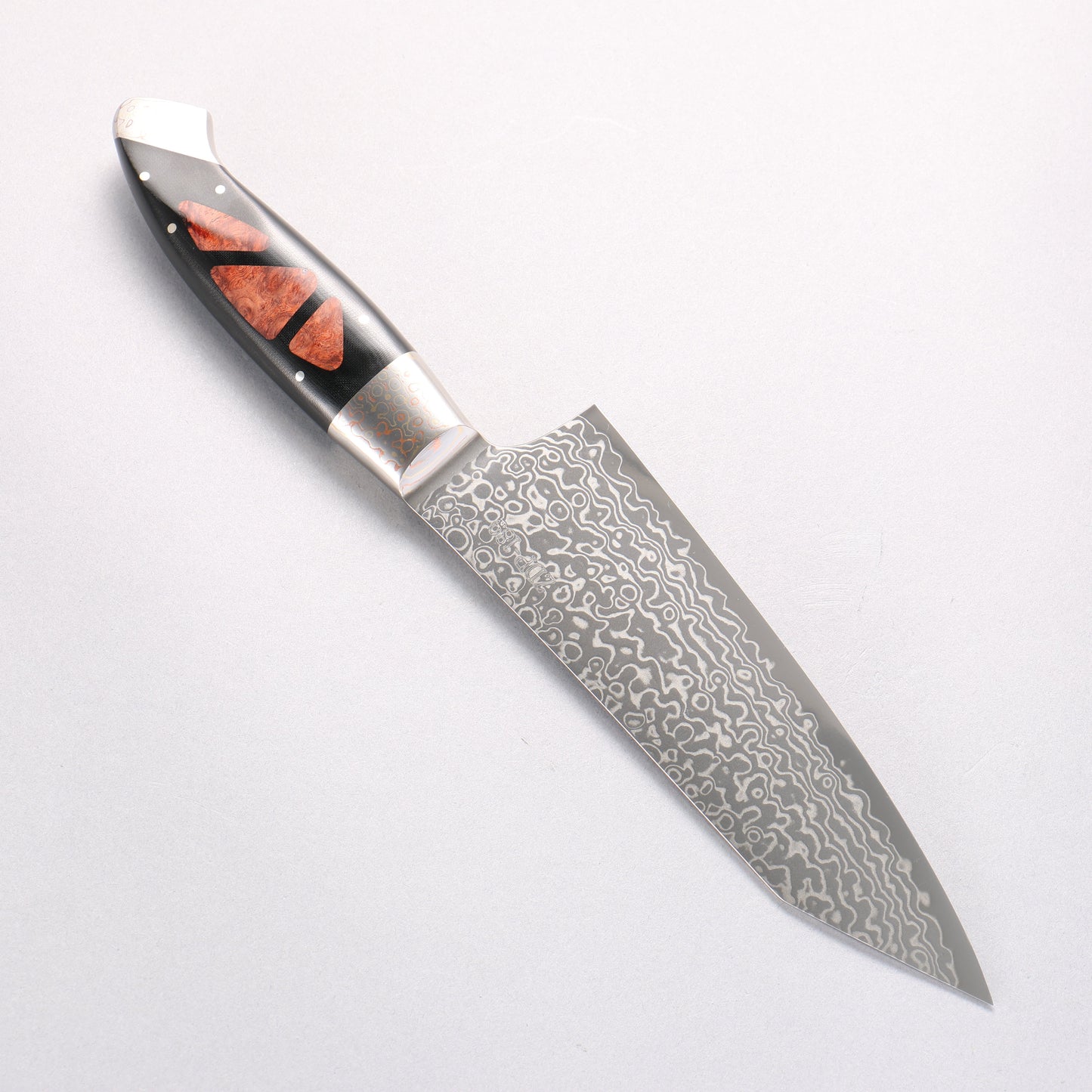 佳人 ZDP189 ダマスカス 磨き仕上げ 切付三徳包丁 165mm 花林瘤インレイ柄