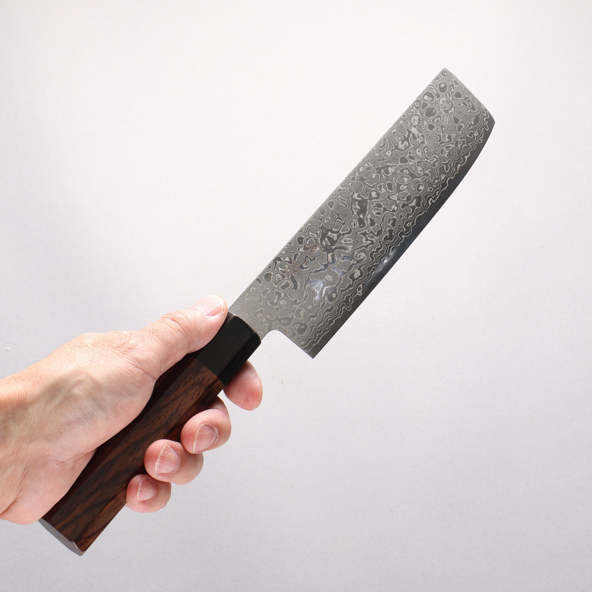 清助 V金10号 ダマスカス 磨き仕上げ 薄刃包丁 160mm 紫檀 (口輪:黒合板)柄 - 清助刃物