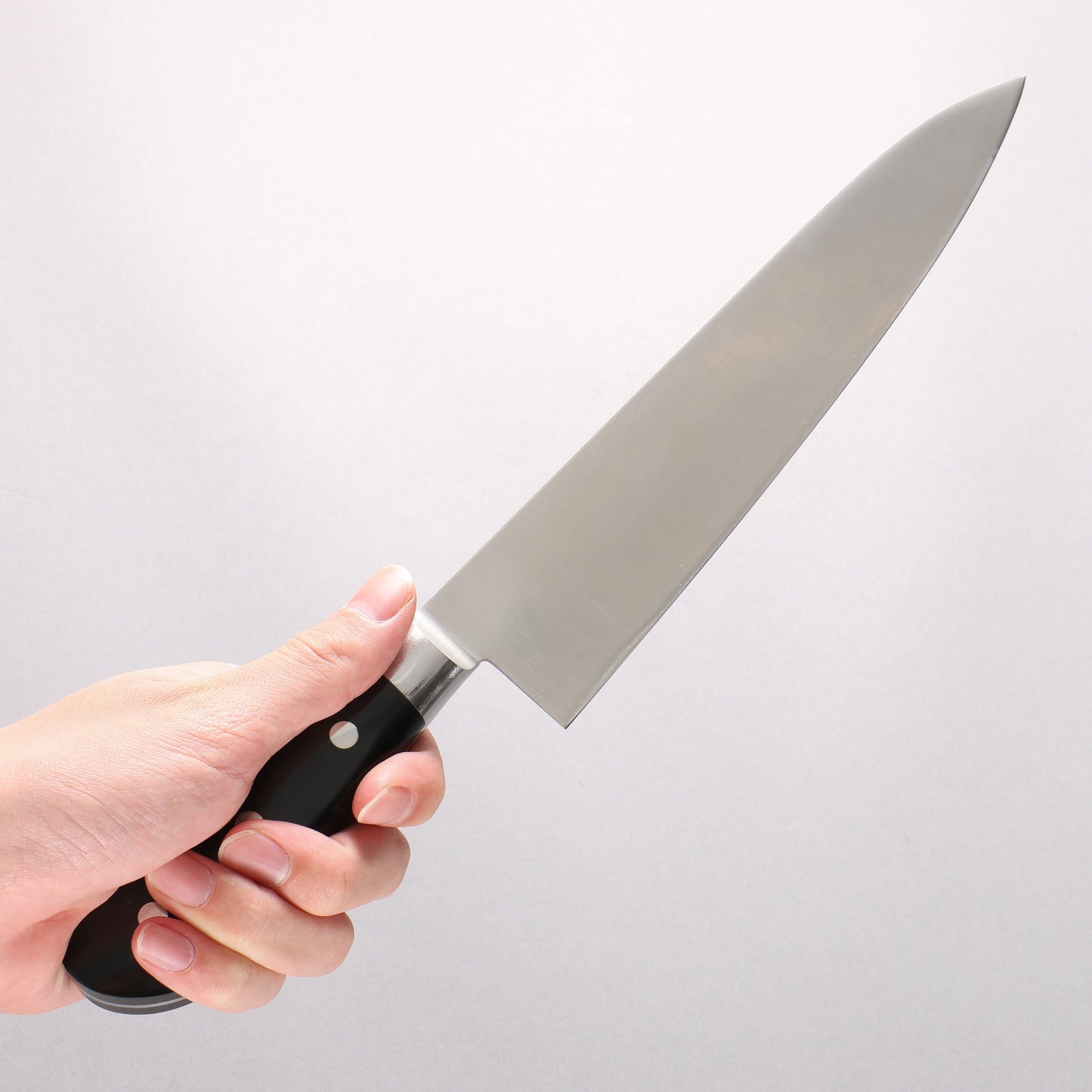 伊勢屋 モリブデン鋼(MOL) 牛刀包丁 210mm 黒マイカルタ柄 - 清助刃物