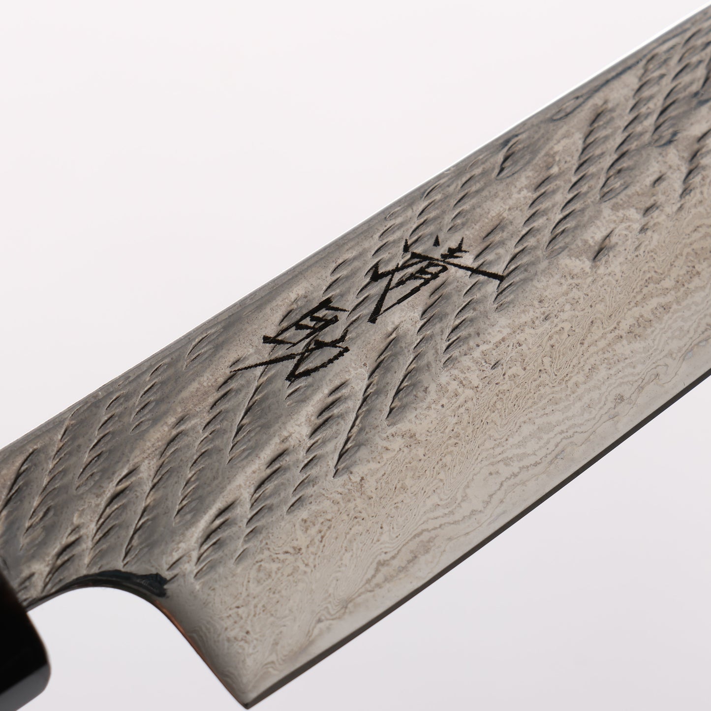 清助 銀三鋼 ダマスカス 縄目 ペティーナイフ 135mm 黒檀 (口輪:黒水牛)柄