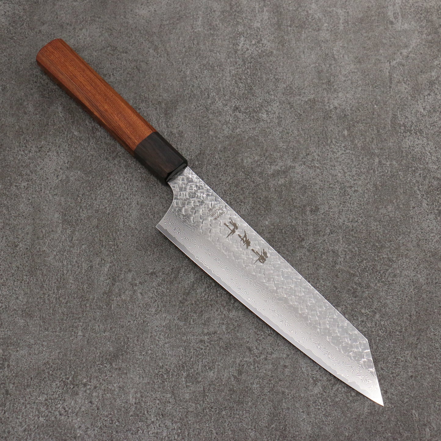 堺 孝行 SG2 鎚目 ダマスカス 切付牛刀包丁 190mm 紫檀 (口輪:黒合板)柄 - 清助刃物