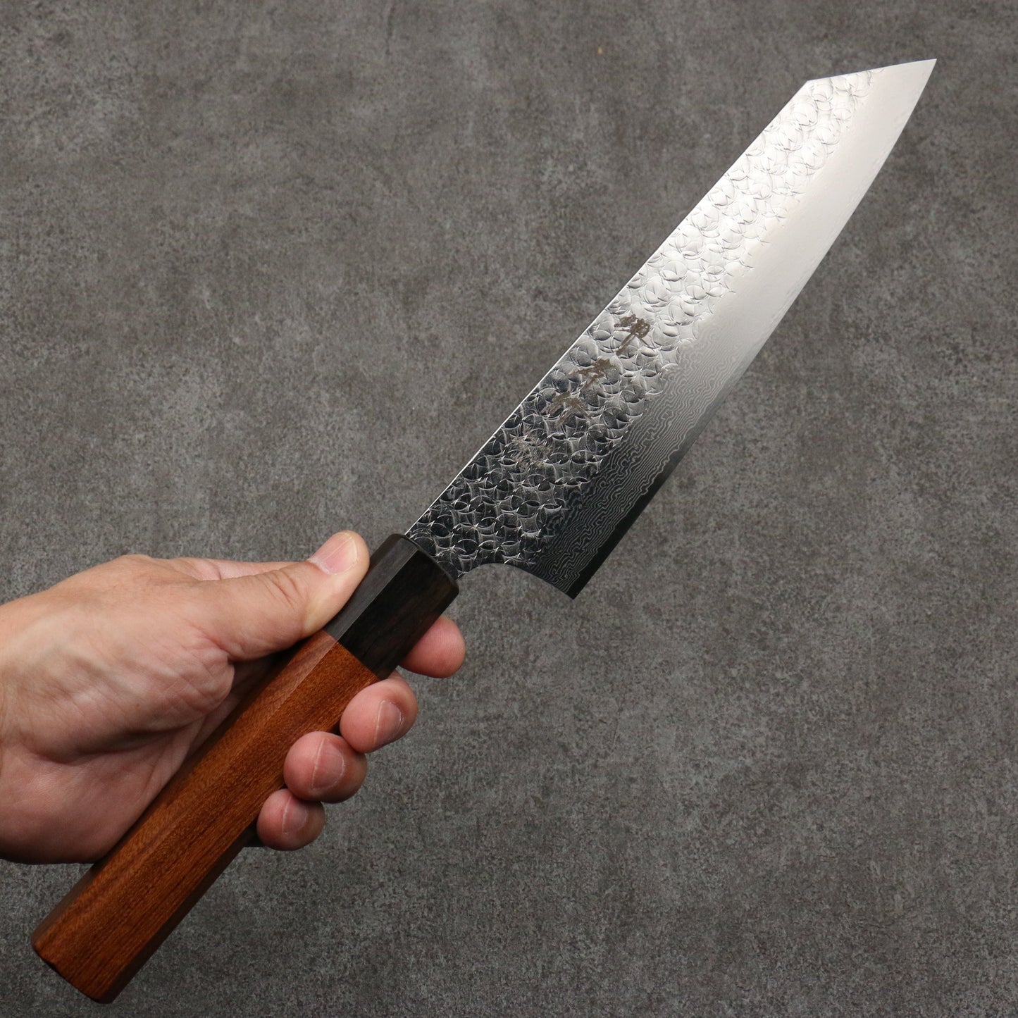 堺 孝行 SG2 鎚目 ダマスカス 切付牛刀包丁 190mm 紫檀 (口輪:黒合板)柄 - 清助刃物