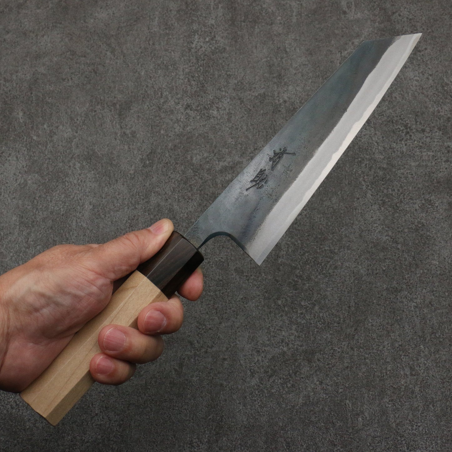 清助 青一鋼 黒仕上げ 文化包丁 180mm 朴 (口輪:黒檀)柄 - 清助刃物