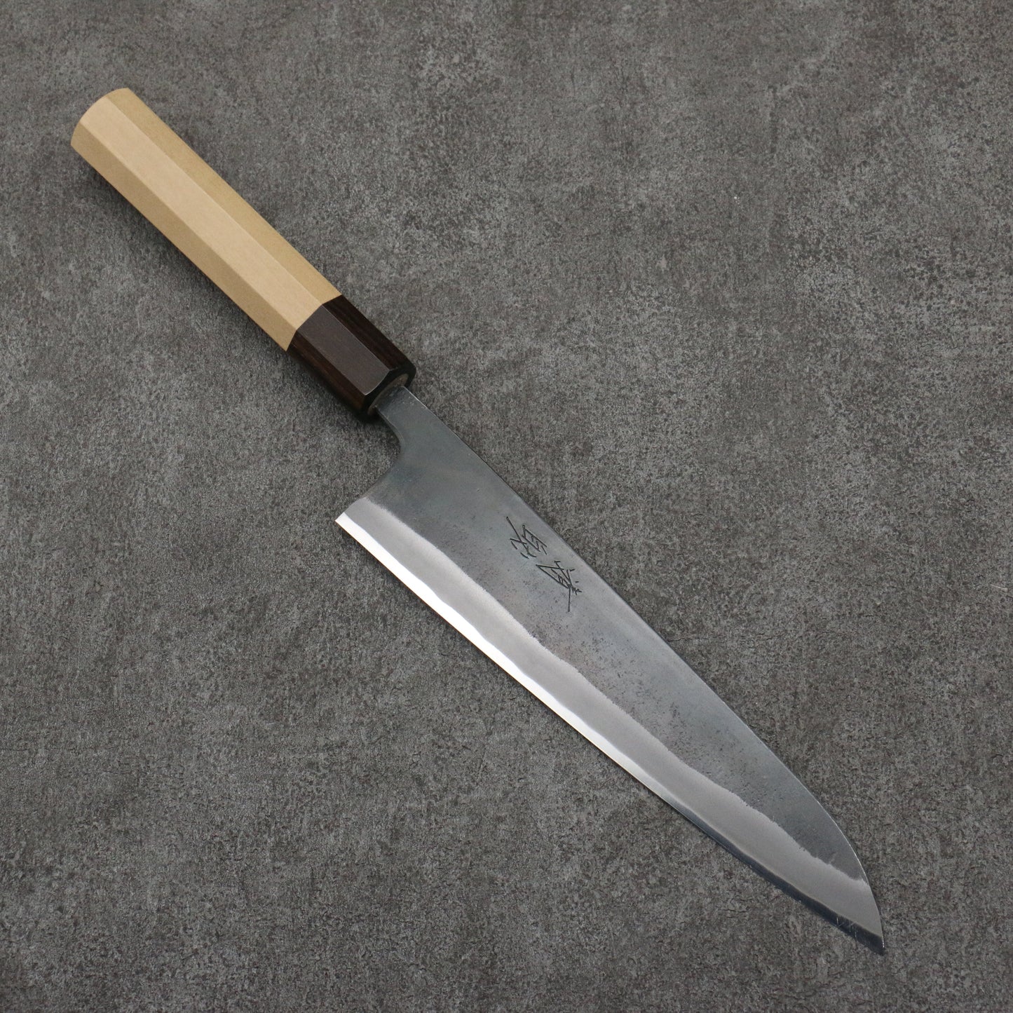 清助 青スーパー鋼 黒仕上げ 牛刀包丁 210mm 朴 (口輪:黒檀)柄 - 清助刃物