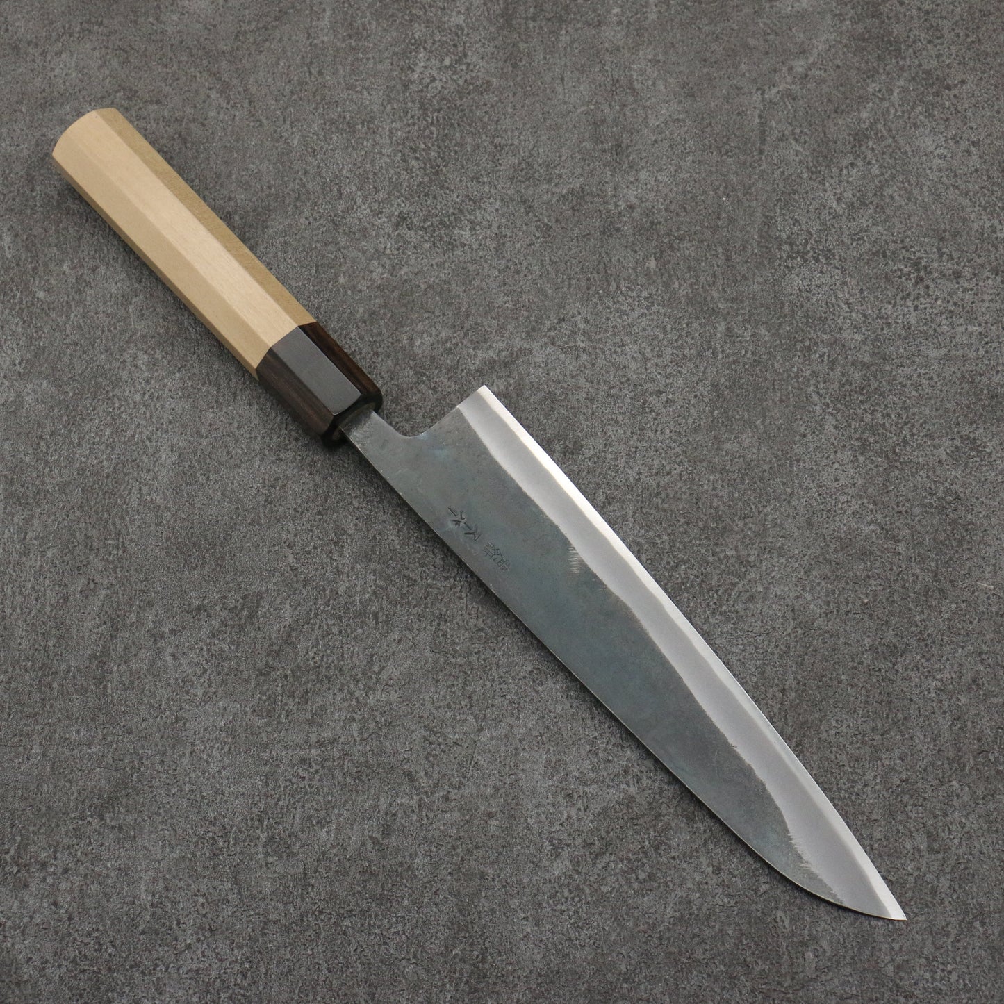 清助 青スーパー鋼 黒仕上げ 牛刀包丁 210mm 朴 (口輪:黒檀)柄 - 清助刃物