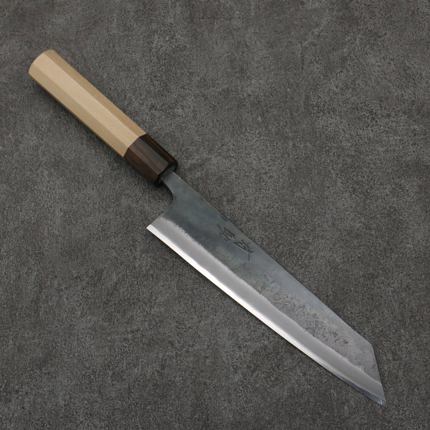 清助 青スーパー鋼 黒仕上げ 切付牛刀包丁 210mm 朴 (口輪:黒檀)柄 - 清助刃物