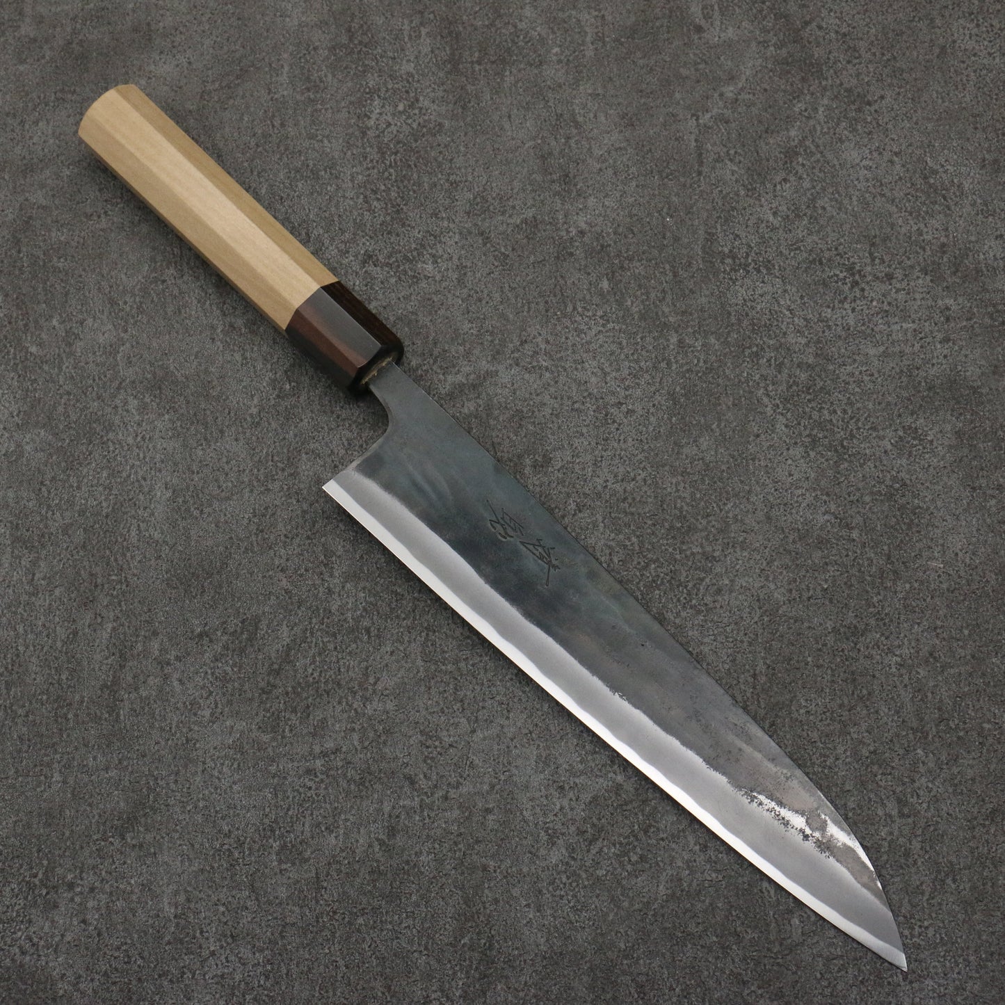 清助 青スーパー鋼 黒仕上げ 牛刀包丁 240mm 朴 (口輪:黒檀)柄 - 清助刃物